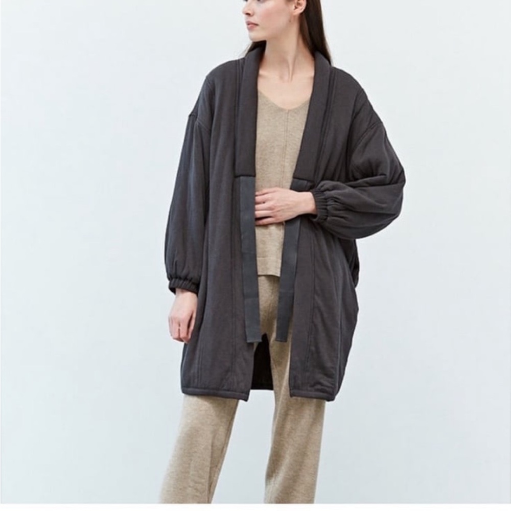 GRADE & GATHER Comfy Padded Open Front Jacket Cardigan Gray Women’s SMALL